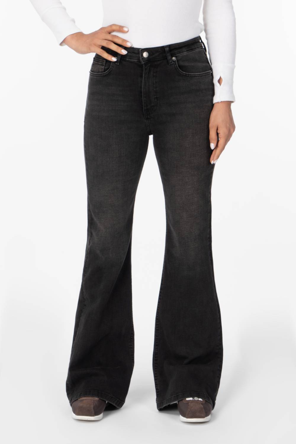 شلوار جین فلکس ذغالی Boot cut قد 110 زنانه